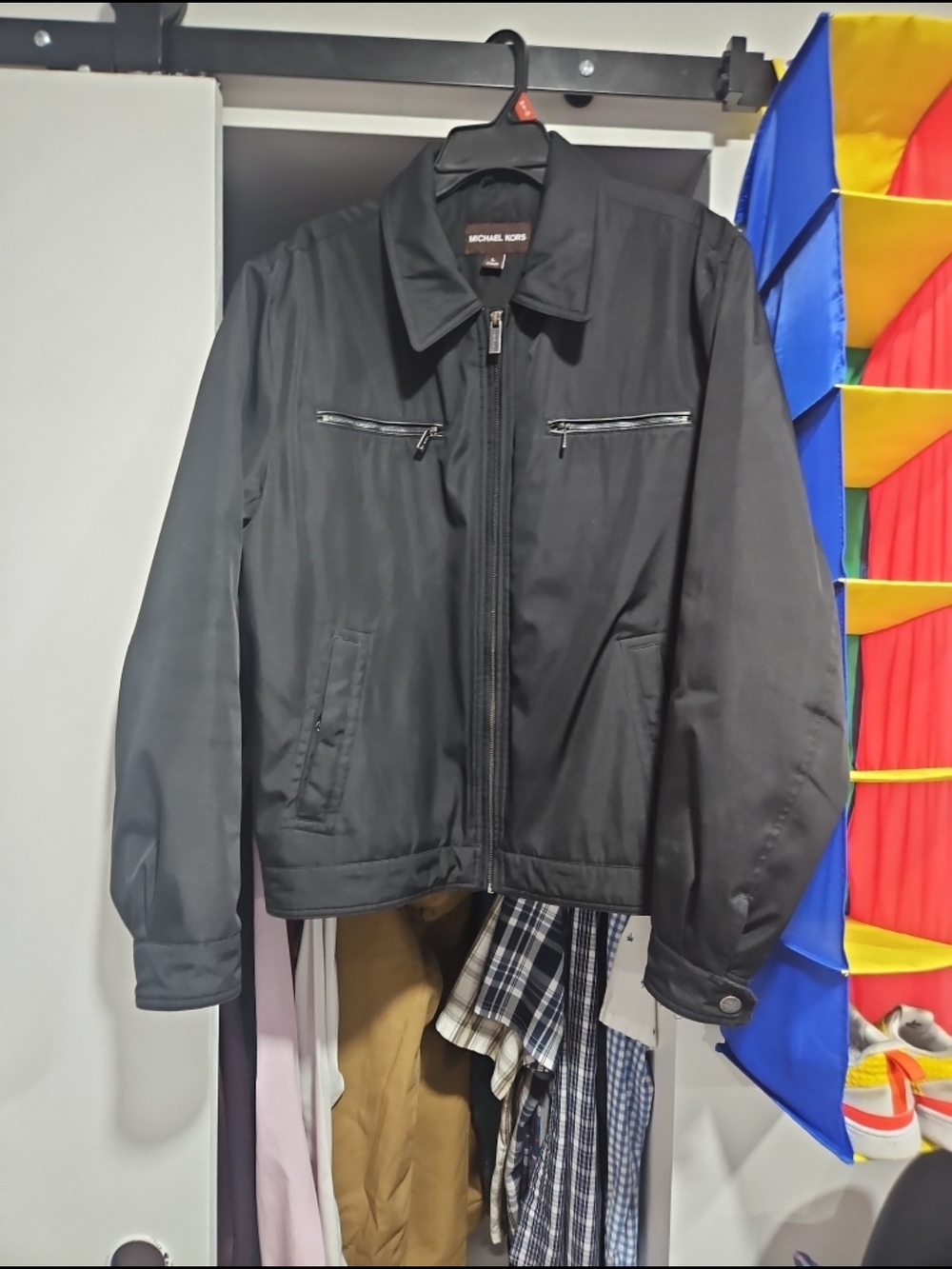 Michael Kors Men's Black Zip-Front Jacket L